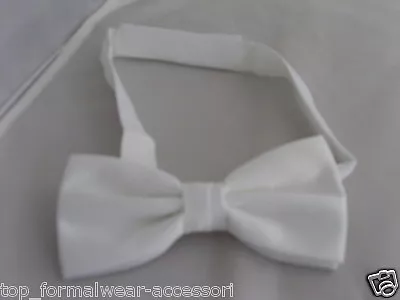  Pre-tied WHITE Mens Polyester Bow Tie- In Over 70 Colours-<>P&P 2 UK>>1st Class • £5.76